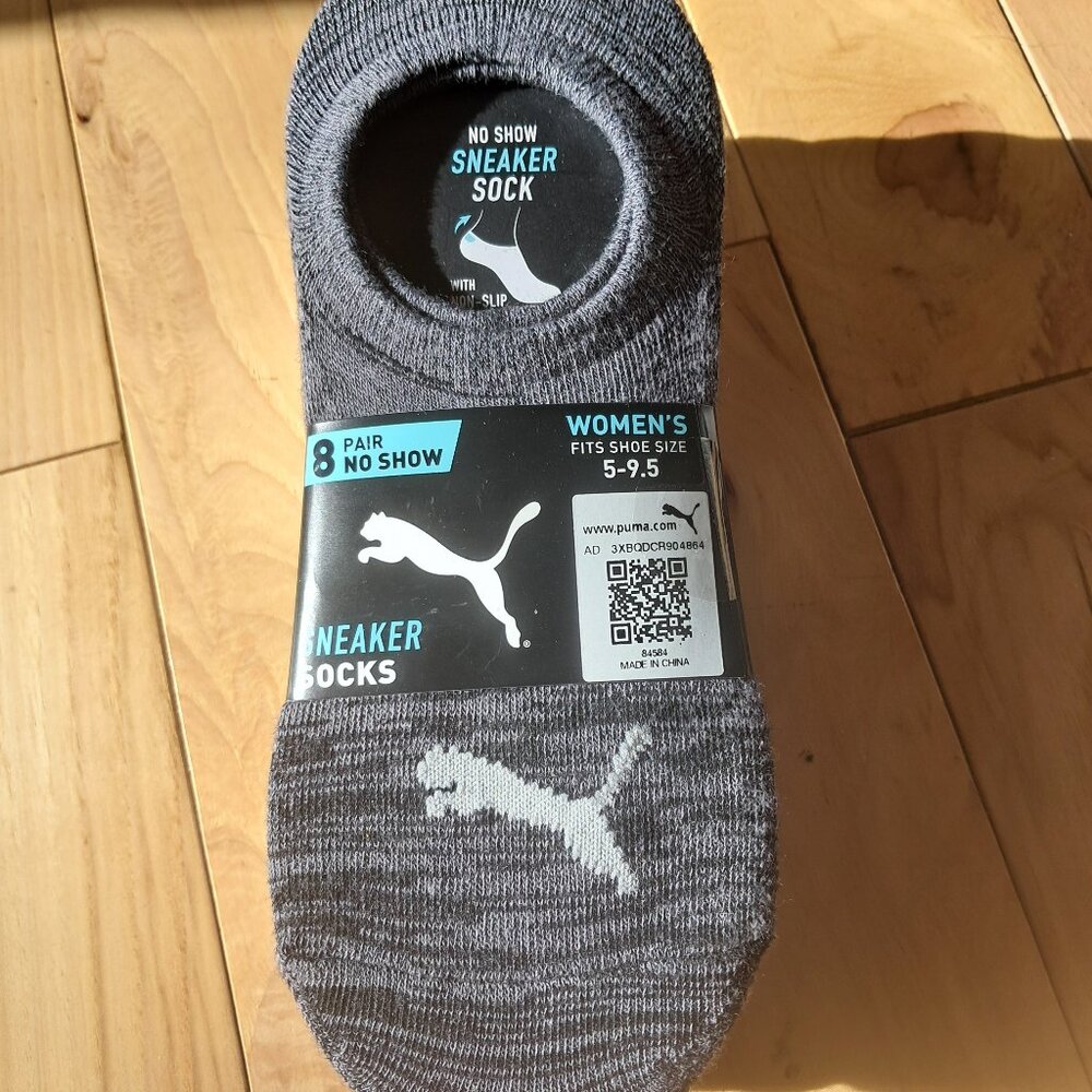 Puma no show sneaker socks 8- pack Women's 5-9.5